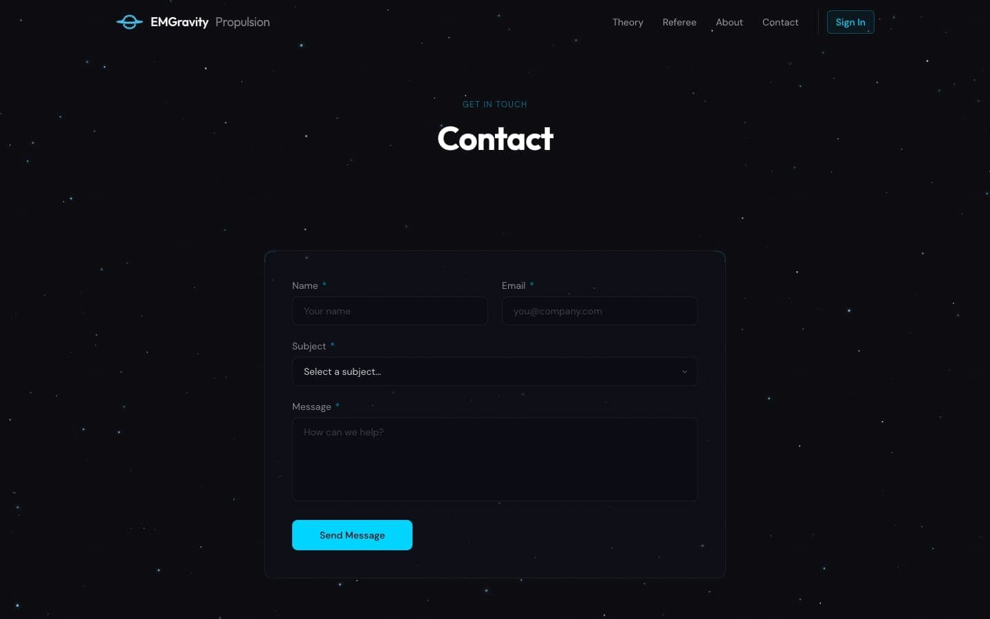 Contact page with an inquiry form