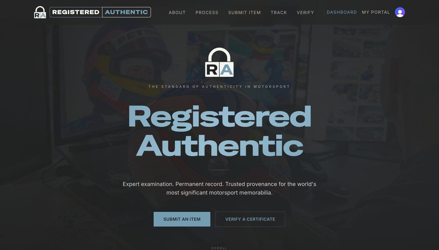 Home page of Registered Authentic