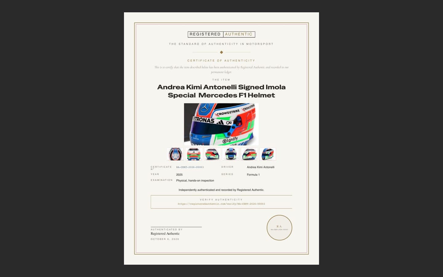 Generated certificate of authenticity PDF
